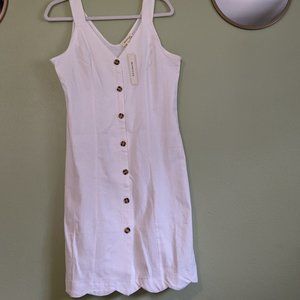 Monteau Button Front Linen Sheath Dress Cream NWT